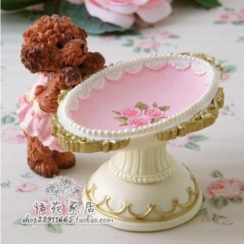 Poodle Oval Mini Change Storage Tray Cute Office Desk Decoration Birthday Gift