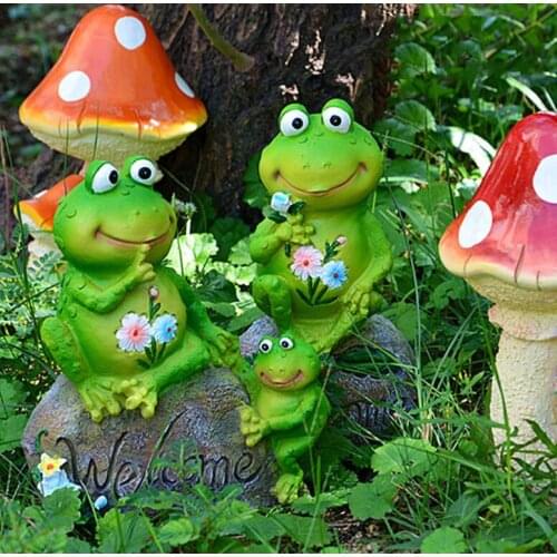 Pastoral Resin Cute Simulation Frog Mushroom Ornaments Balcony Lawn Sculpture Crafts Outdoor Garden Rabbit Accessories Decor Art