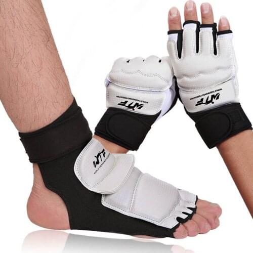 Durable Taekwondo Karate Gloves Sanda Sports Boxing Gloves Kongfu Martial Arts Foot Protector Ankle Brace Support Pad Guard