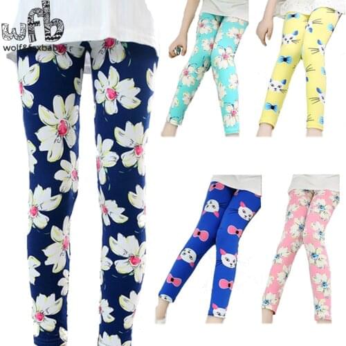 Retail 3-10years print footless girls ankle length pants capris Cropped clothing kids leggings children summer cool