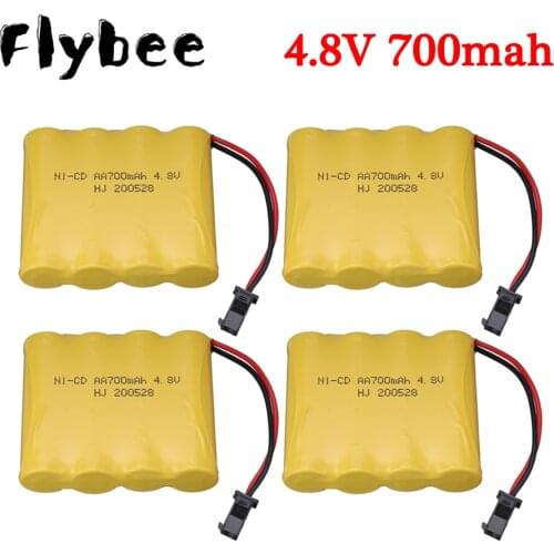 4.8V 700mAh Ni-CD AA Rechargeable Battery Pack For Remote Control Toys Electric Car Tanks Gun Nicd 4.8 V Batteries SM-2P Plug