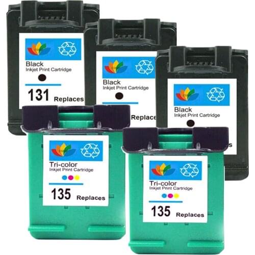 5PK Compatible hp131 135 Replacement Ink Cartridge for HP Deskjet 5743 5940 5943 6843 6940 Photosmart 2573 2613 8753 PSC 1600