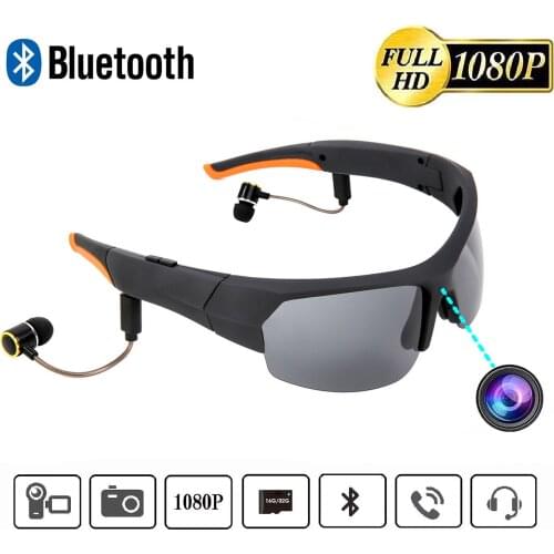 Bluetooth Camera Sunglasses Headset with Built-in 32GB Memory HD1080P Bluetooth MP3 Player Photo Video Recorder Sports