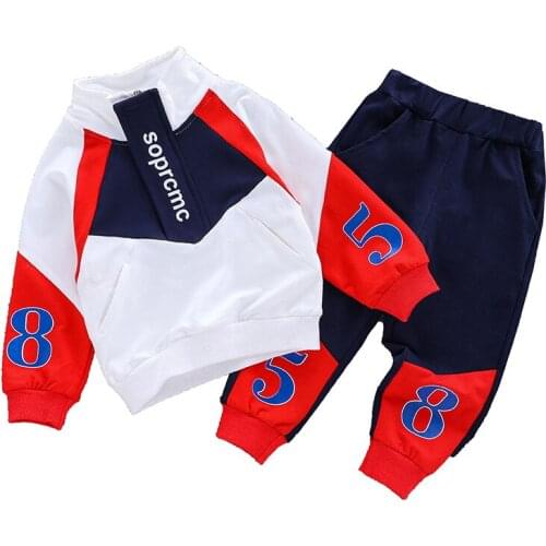 Active Sweat Jacket + Pant For Boys Spring Fall Childrens Sets Coat + Trousers Kits