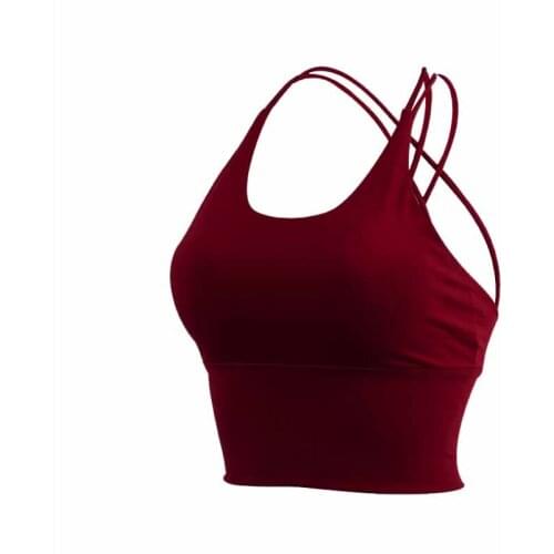 New Women Thin Shoulder Belt Cross Back Sports Top Shockproof Gathered Sports Yoga Underwear Running Fitness Bra