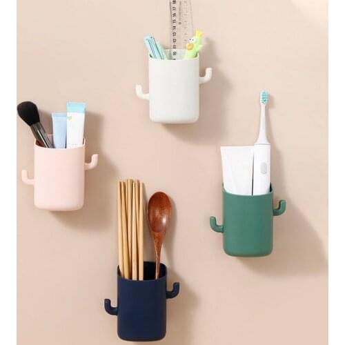 Cactus Rack Toothbrush Toothpaste Storage Rack Bathroom Wall-Mounted Free Punch Kitchen Bathroom Vanity Supplies Storage Rack