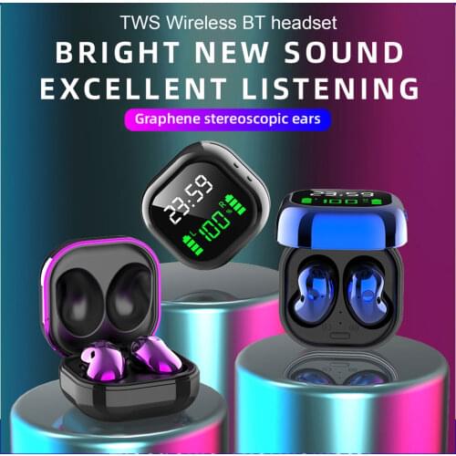 S6 Plus TWS Earphones Bluetooth 5.1 Wireless Earphones with Mic Clock Time & Power Digital Dispaly Sports Earbuds Music Earbuds