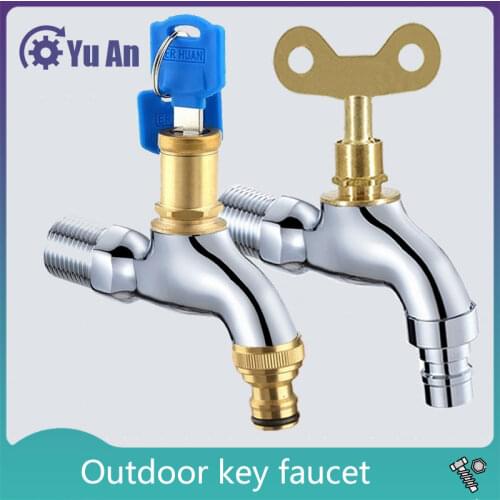 Outdoor Keyed Faucet Outdoor Public Place Washing Machine Car Wash with Lock Anti-theft for Household Use 4 Points Single Cold
