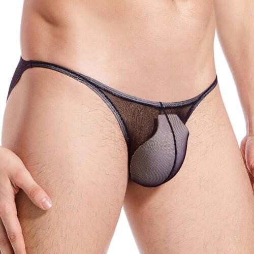Ultra Thin Soft Underwear Men Mesh Sexy Mini Panties Briefs Lingerie Transparent Low Waist Underpants Bikini hombre Male cueca