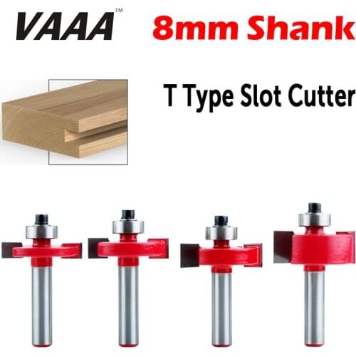 VAAA 1pc 8mm Shank T type bearings wood milling cutter Industrial Grade Rabbeting Bit woodworking tool router bits for wood