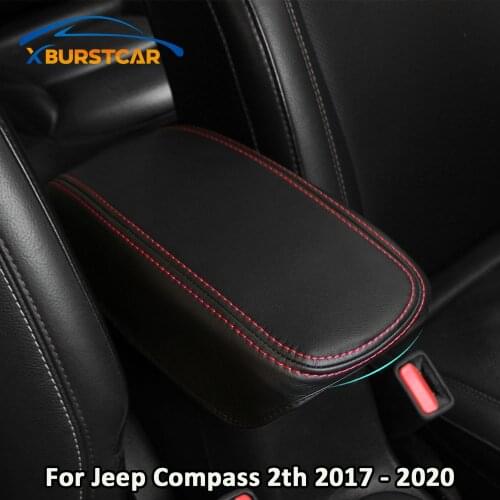 Xburstcar for Jeep Compass 2th 2017 - 2020 Leather Center Console Seat Armrest Box Protection Pad Molding Cover Accessories