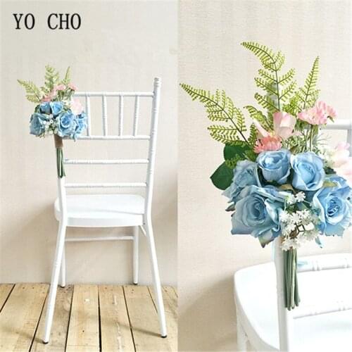 YO CHO vintage handmade DIY silk flowers bridesmaid bouquet Rose wedding decoration wedding gift party supplies chair flower