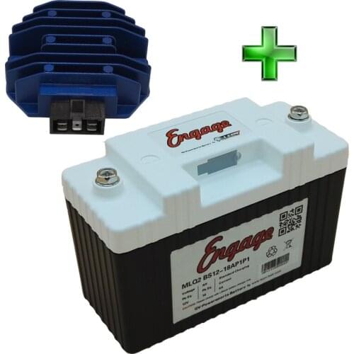 Engage Motorcycle Battery Starter LiFePO4 Powersport batteries12V 270CCA and 3-phase regulator rectifier