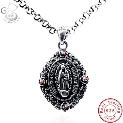 Women Men bilateral Jesus Cross Pendant Beads Jewelry Genuine 925 Silver Necklace Vintage Fine Statement Holiday Accessories