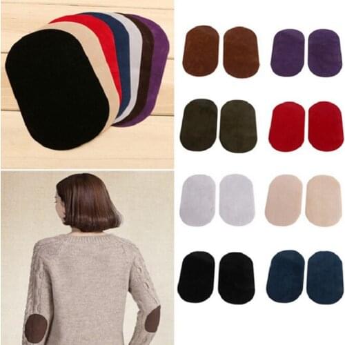 1 Pair Multicolor Suede Fabric Patch Iron On Patches Repair Elbow Knee Small Patches For Clothes Stickers Sewing Accessories