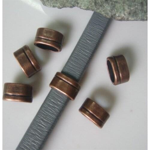 10pcs Antique Copper Slider Spacer Beads For 10*7mm Licorice Leather Bracelets & Bangles Jewelry Findings