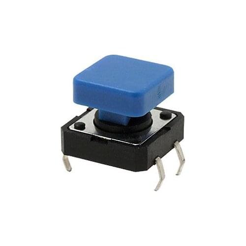 12x12mm Momentary Tactile Tact Push Button Switch 4 Pin w Blue Square Cap