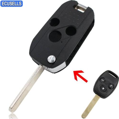 3 Button Folding Remote Key Shell Case Flip Smart Car Key Housing Cover Fob for Honda Accord Civic CR-V Pilot Fit Uncut Blade
