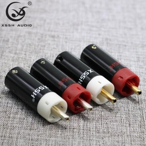 4pcs XSSH audio Hi-end Hifi silver gold plated Male Audio RCA plug connector jack for 6mm 8mm max audio cable