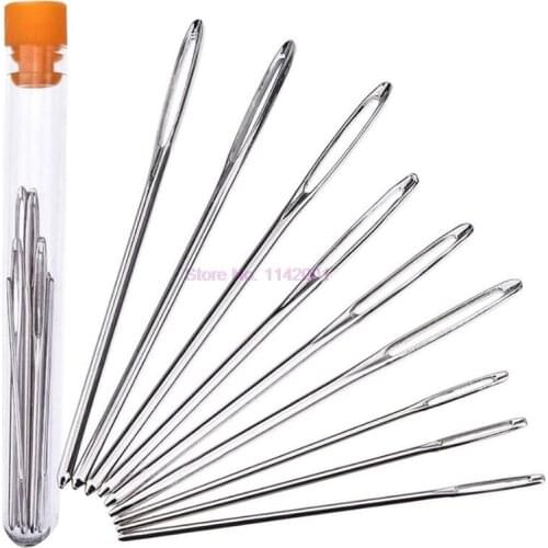 500set 9/12/15pcs Big Eye Blunt Needles Stainless Steel Cross Stitch Needle Stitching Yarn Needles & Clear Bottle Sewing Tools
