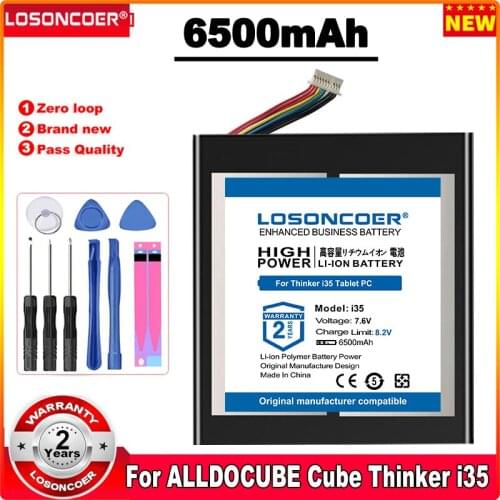LOSONCOER 6500mAh Battery For ALLDOCUBE Cube Thinker i35 Tablet PC Kubi 10 Lines+Plug Batteries