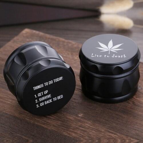 Tobacco accessories black matt 4-layer drum type 63mm diameter round metal cigarette grinder zinc alloy crushed grinder
