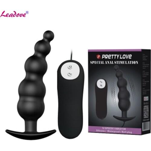 Anal Vibrator Silicone Prostate Massager Anal Sex Toys For Women Vibrating Anal Beads Plug 12 Mode Butt Plug Sex Toys For Men