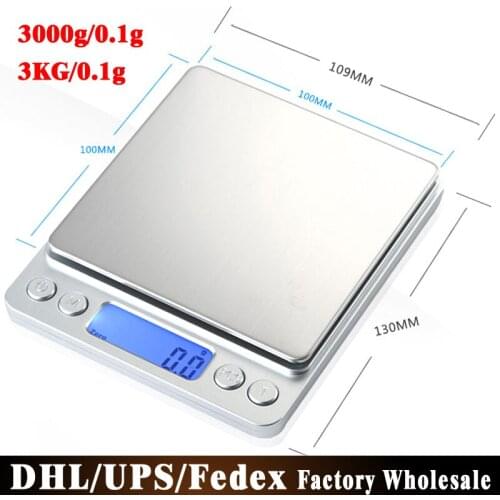 Free DHL Fedex 20pcs/lot 3000g/0.1g Pocket Portable Precision Jewelry Scale Electronic Scale Grams Kitchen Scale / Gold