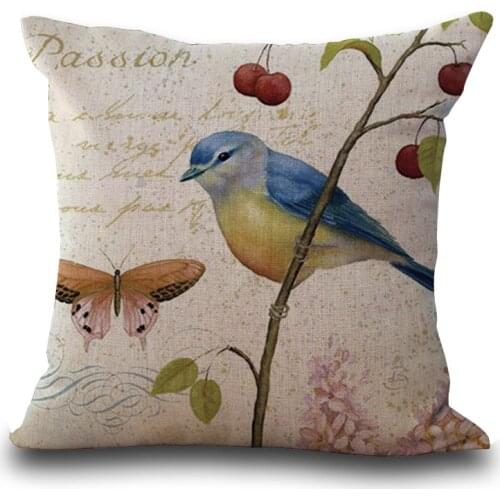 Cushion Cover Cotton Linen Decorative Pillowcase Chair Seat Square 45x45cm Pillow Cover Bird Skull Cat Dog In Stock