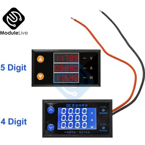 DC 0-200V 10A LCD Digital Display 5 Digit Voltage Current Power Meter DC Voltmeter Ammeter Wattmeter Meter Frequency Indicator