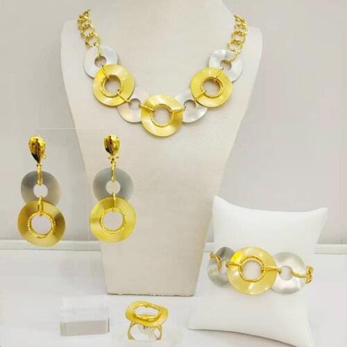 Flower Copper Trendy New Arrivals Jewelry Sets Long Drop Earrings Pendant Lace Bracelet For Party Women Gift Italian Gold