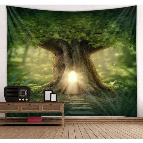 Fantasy tree tapestry wall hanging mat multifunctional table cloth cover picnic beach towel psychedelic bohemian decoration