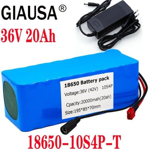 GIAUSA 36V 20AH 14ah 8Ah Electric Bike Battery Built in 20A BMS Lithium Battery Pack with 42V 2A Charge Ebike Battery