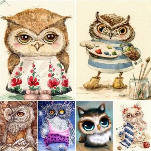 5D DIY Diamond Painting Animal Cartoon Owl Rhinestone Picture Square/Round Rhinestone Diamond Embroidery Home Decoration Gift