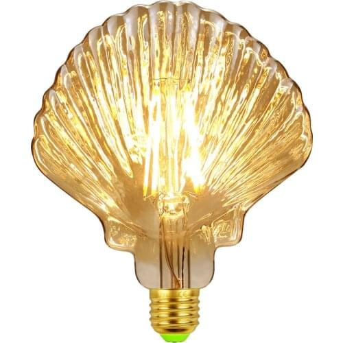 Shell Retro Bulb LED Decorative Lamp Antique Lamp Special-Shaped Lamp Chandelier Light Source Retro Lamp 220V 4W E27