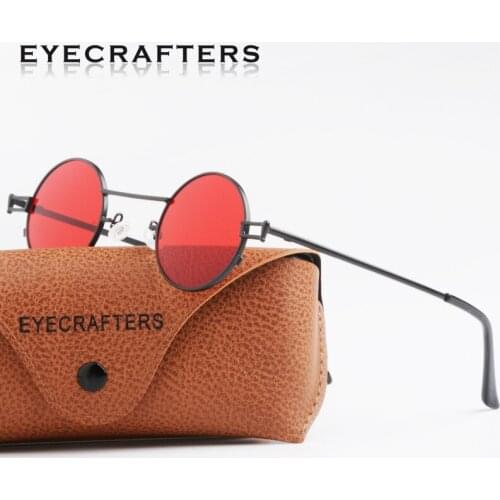 Round Eyecrafters Retro Polarized Metal Steampunk Vintage Sunglasses Mens Womens Coating Lens Silver Mirrored Eyewear SunGlasses