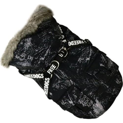 Pet Dog Coat With Harness Winter Pet Warm Clothes Hiking Camping Dog Vest Thickening Adjustable Buckle Jacket Small Medium Dog