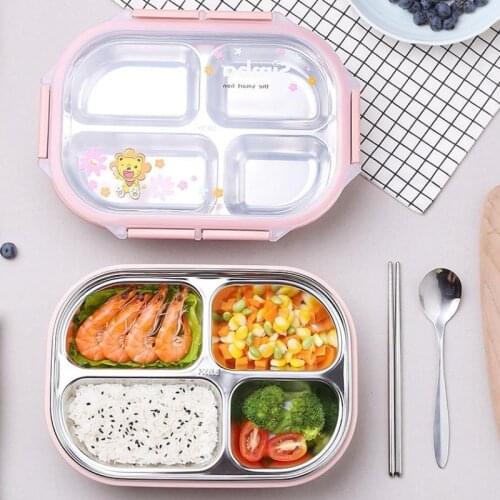 MICCK Stainless Steel Lunch Box Cute Thermal Insulation Bento Box Picnic School Eco-friendly Food Container With Compartments