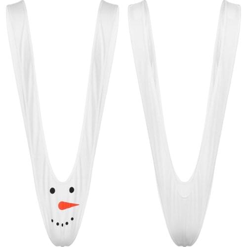 Mens One-piece Lingerie Panties Christmas party Snowman Printed Deep V-shaped Mankini Thong Novelty Fancy Costume Underwear
