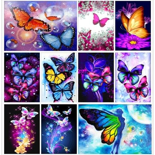 5D DIY Diamond Painting Butterfly Flower Diamond Embroidery Set Inlaid Home Decor Cross Stitch Kits Diamond Mosaic Painting