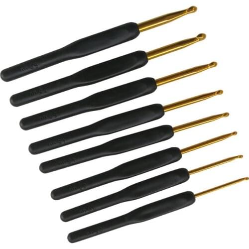 8pcs Gold aluminum crochet needle kit weave tools Hooks and knitting accessories Set of knitting needles Crochet hooks so weave