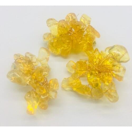 100g Natural yellow crystal tree fortune tree material accessories stone