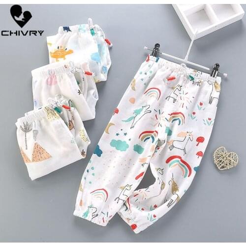 New 2020 Summer Baby Girls Fashion Rainbow Print Anti-mosquito Bloomers Pants Infant Kids Boys Girls Casual Breathable Trousers