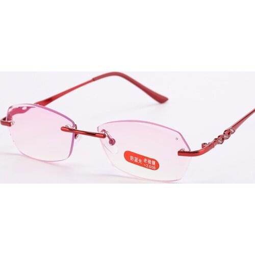 Diamond Cut Luxury Rimless Reading Glasses Women Men Ultralight Anti Blu Ray Anti Fatigue +0.75 +1 +1.25 +1.5 +1 75 +2 to +4