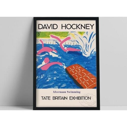 British Artist David Hockney Poster, Hockney Tate Britain Exhibition Print, Hockney Afternoon Swimming Picture, Swimg Pool Decor