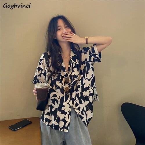 Shirts Women Floral Printing Retro Chic Summer Short Sleeve Shirt Womens Designer BF Thin Ins Trendy Stylish Tops Ladies Leisure