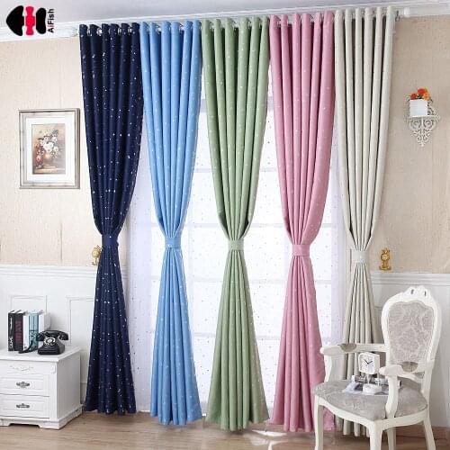 Silver Foil Shiny Stars Curtain for Bedroom Cartoon Kids Children Boys Princess Kindergarten Blackout Window Drapes WP123C