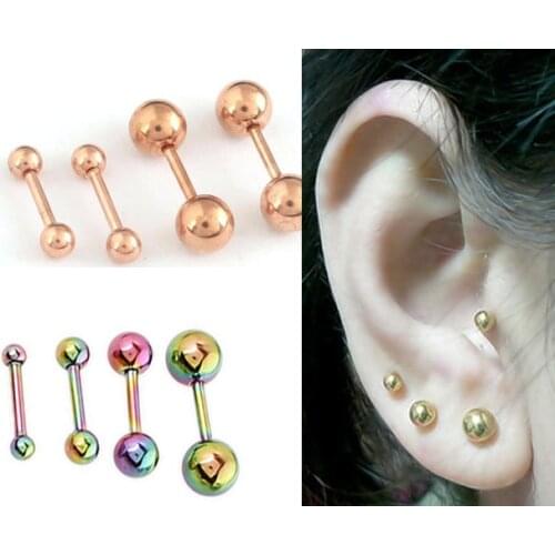 EarringsTitanium gold ear nail dumbbell ball stud earrings Accessories Ear Tragus 16G Body Piercing Jewelry F