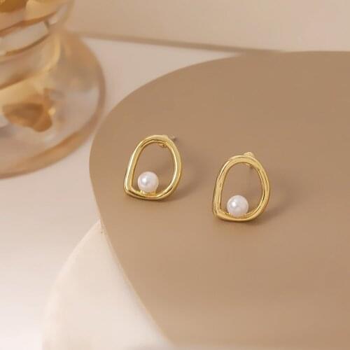 Contracted Fashion Geometric Pearl Earring Women Small Earring Ornaments Of Style Restoring Ancient Ways