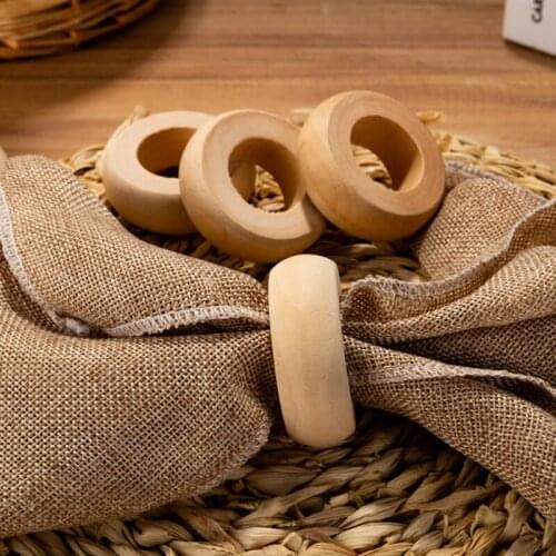 SFVEFVD 10Pcs Natural Wooden Serviette Holders Napkin Rings Set Round Serviette Rings Bulk for Party Dining Table Decor